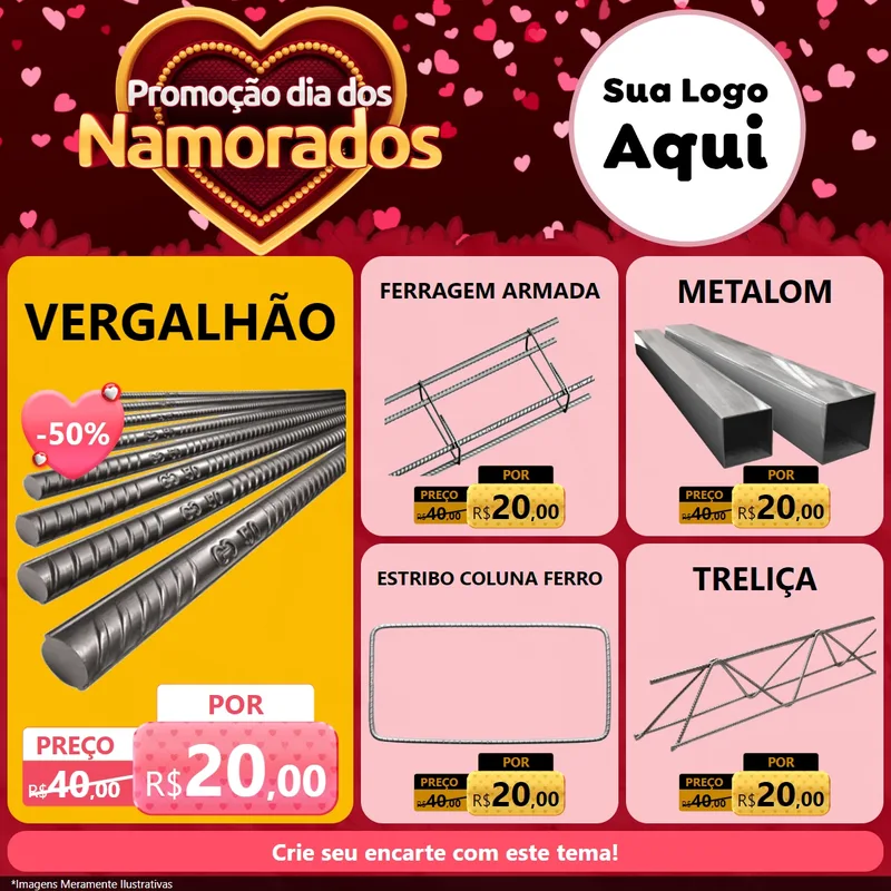 Modelo de Rede Social para Feed Facebook com o tema Promoção Dia Dos Namorados para Ferragens