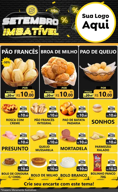 Modelo de Encarte para Encarte Grande com o tema Setembro Imbatível para Padaria