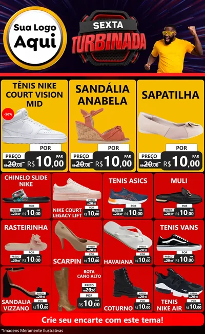 Modelo de Encarte para Encarte Grande com o tema Sexta Turbinada para Calçados