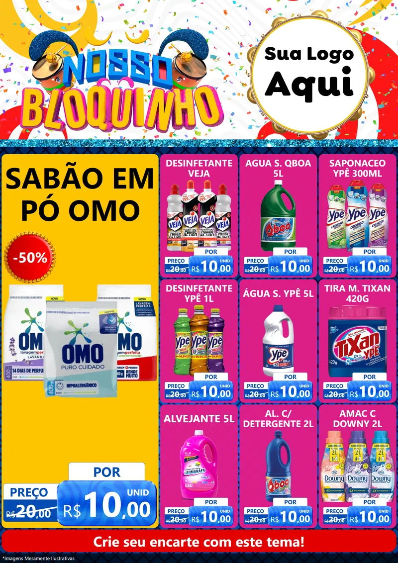 Modelo de Encarte para Encarte A4 Vertical com o tema Nosso Bloquinho para Produtos de Limpeza