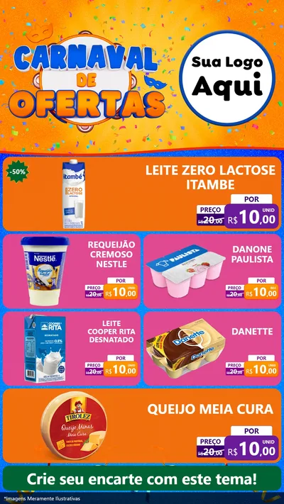 Modelo de TV para TV Vertical com o tema Carnaval de Ofertas para Frios e Laticínios