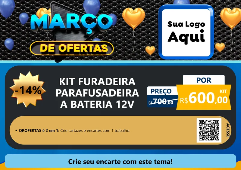 Modelo de Cartaz para Cartaz A4 Horizontal com o tema Março de Ofertas para Maquinas e Ferramentas