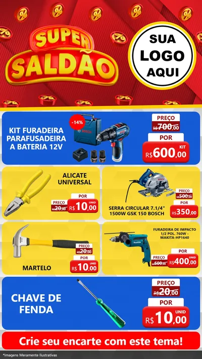 Modelo de TV para TV Vertical com o tema Super Saldão para Maquinas e Ferramentas