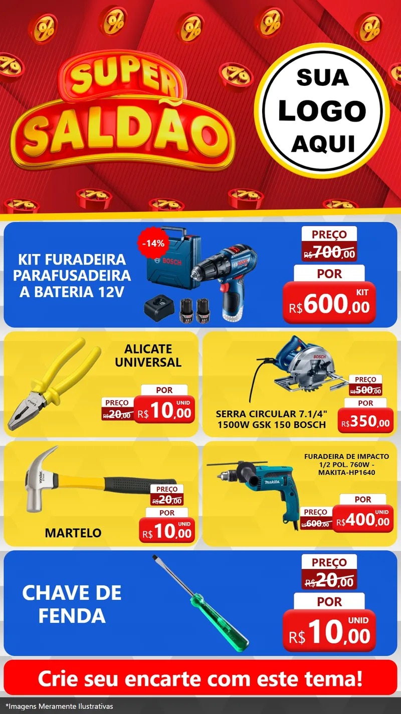 Modelo de TV para TV Vertical com o tema Super Saldão para Maquinas e Ferramentas