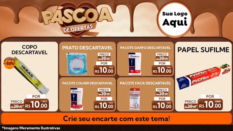 Modelo de TV para TV Horizontal com o tema Páscoa de Ofertas para Embalagens