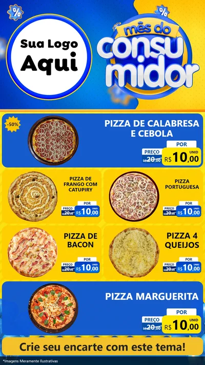 Modelo de TV para TV Vertical com o tema Mês do Consumidor para Pizzaria