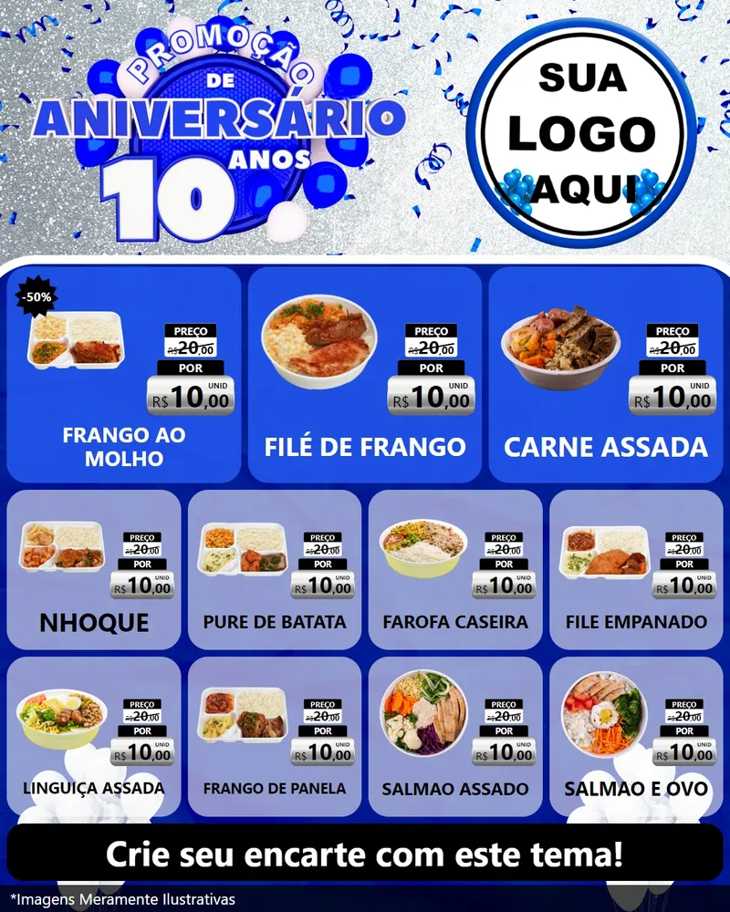 Modelo de Rede Social para Feed Instagram com o tema Promoção de Aniversário - 10 Anos para Restaurante