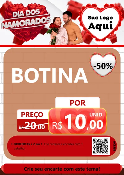 Modelo de Cartaz para Cartaz A4 Vertical com o tema Dia dos Namorados para Agropecuária