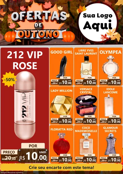 Modelo de Encarte para Encarte A4 Vertical com o tema Ofertas de Outono para Perfumes