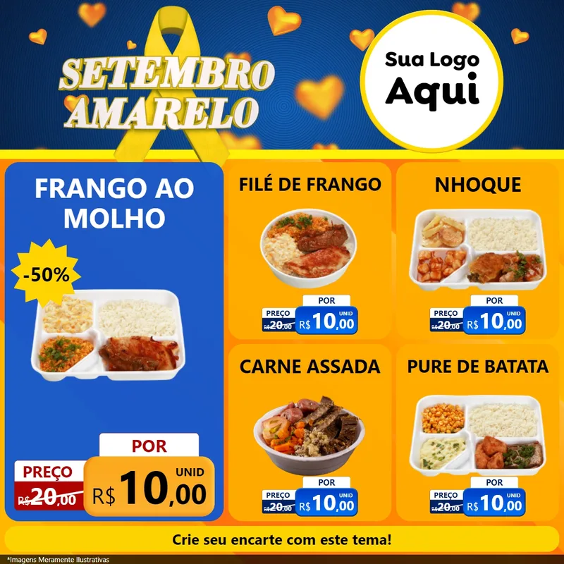 Modelo de Rede Social para Feed Facebook com o tema Setembro Amarelo para Restaurante