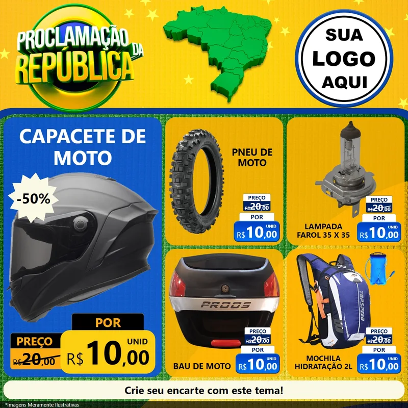 Modelo de Rede Social para Feed Facebook com o tema Proclamação da República para Moto peças