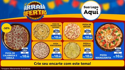 Modelo de TV para TV Horizontal com o tema Arraiá de Ofertas - Junina para Pizzaria