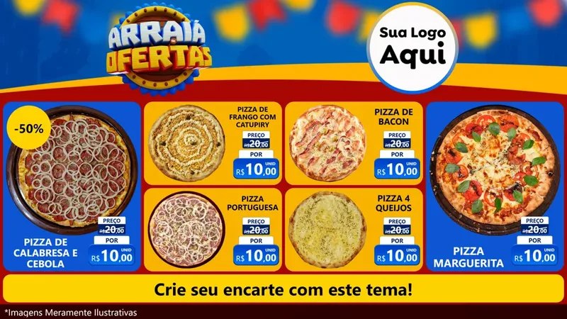 Modelo de TV para TV Horizontal com o tema Arraiá de Ofertas - Junina para Pizzaria