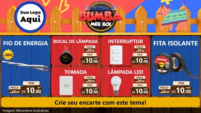 Modelo de TV para TV Horizontal com o tema Festival Bumba Meu Boi para Materiais Elétricos
