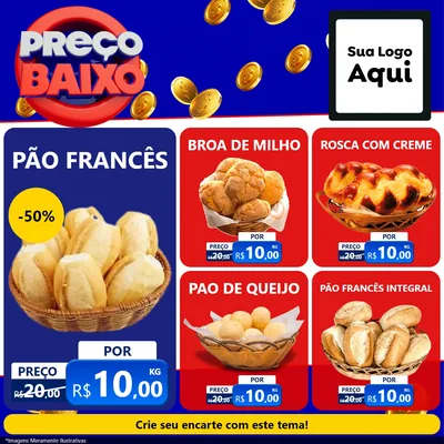 Modelo de Rede Social para Feed Facebook com o tema Preço Baixo para Padaria