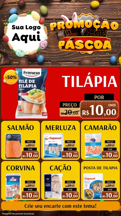 Modelo de Rede Social para Stories com o tema Promoção Páscoa para Peixaria