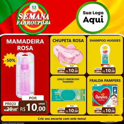 Modelo de Rede Social para Feed Facebook com o tema Semana Farroupilha para Bebês