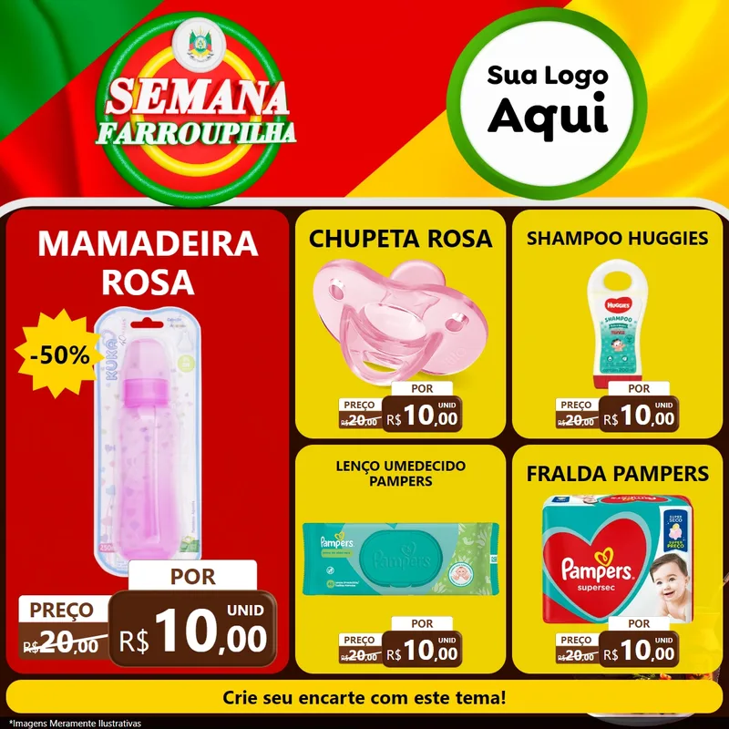 Modelo de Rede Social para Feed Facebook com o tema Semana Farroupilha para Bebês