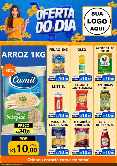 Modelo de Encarte para Encarte A4 Vertical com o tema Oferta do Dia para Supermercado