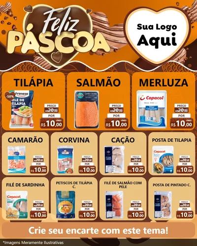 Modelo de Rede Social para Feed Instagram com o tema Feliz Páscoa para Peixaria