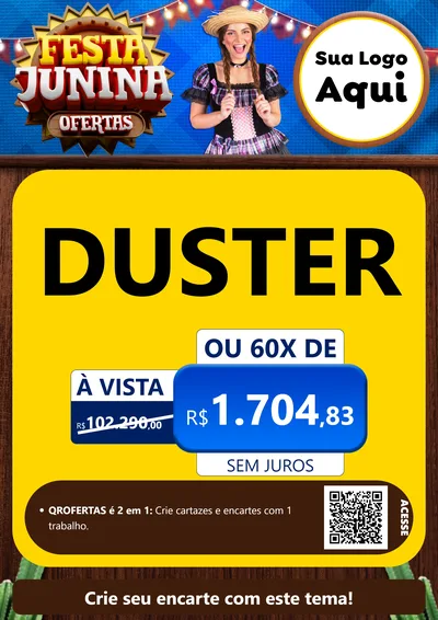 Modelo de Cartaz para Cartaz A4 Vertical com o tema Festa Junina Ofertas para Concessionaria de Carros