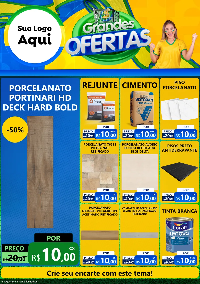 Modelo de Encarte para Encarte A4 Vertical com o tema Grandes Ofertas para Pisos e revestimentos