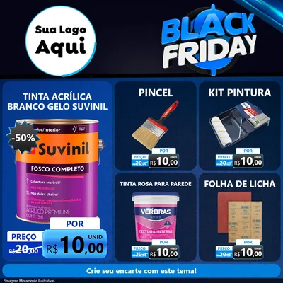 Modelo de Rede Social para Feed Facebook com o tema Black Friday para Tintas e Ferramentas