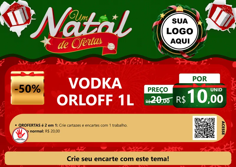 Modelo de Cartaz para Cartaz A4 Horizontal com o tema Um Natal de Ofertas para Distribuidora de bebidas