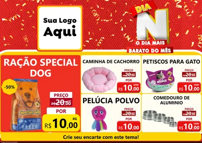 Modelo de Encarte para Encarte A4 Horizontal com o tema Dia N o Dia Mais Barato do Mês para Pet Shop