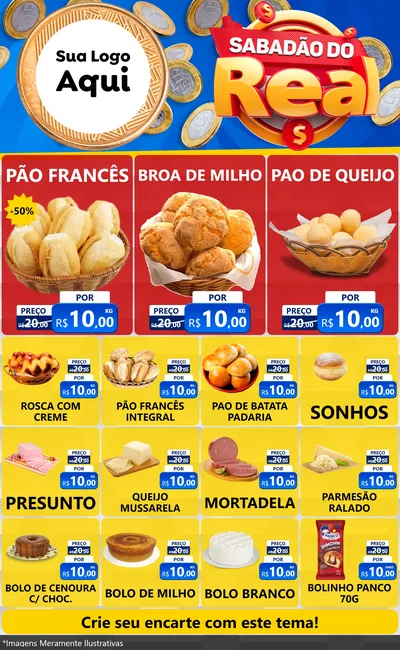 Modelo de Encarte para Encarte Grande com o tema Sabadão do Real para Padaria