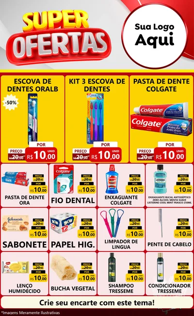 Modelo de Encarte para Encarte Grande com o tema Super Ofertas para Higiene Pessoal