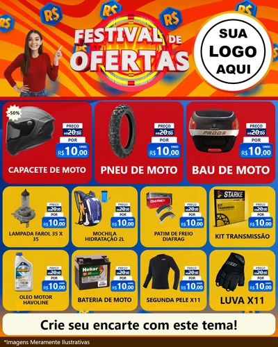 Modelo de Rede Social para Feed Instagram com o tema Festival de Ofertas para Moto peças
