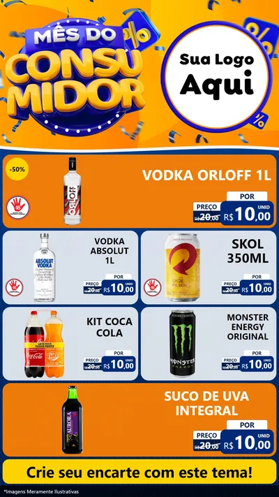 Modelo de TV para TV Vertical com o tema Mês do Consumidor para Distribuidora de bebidas