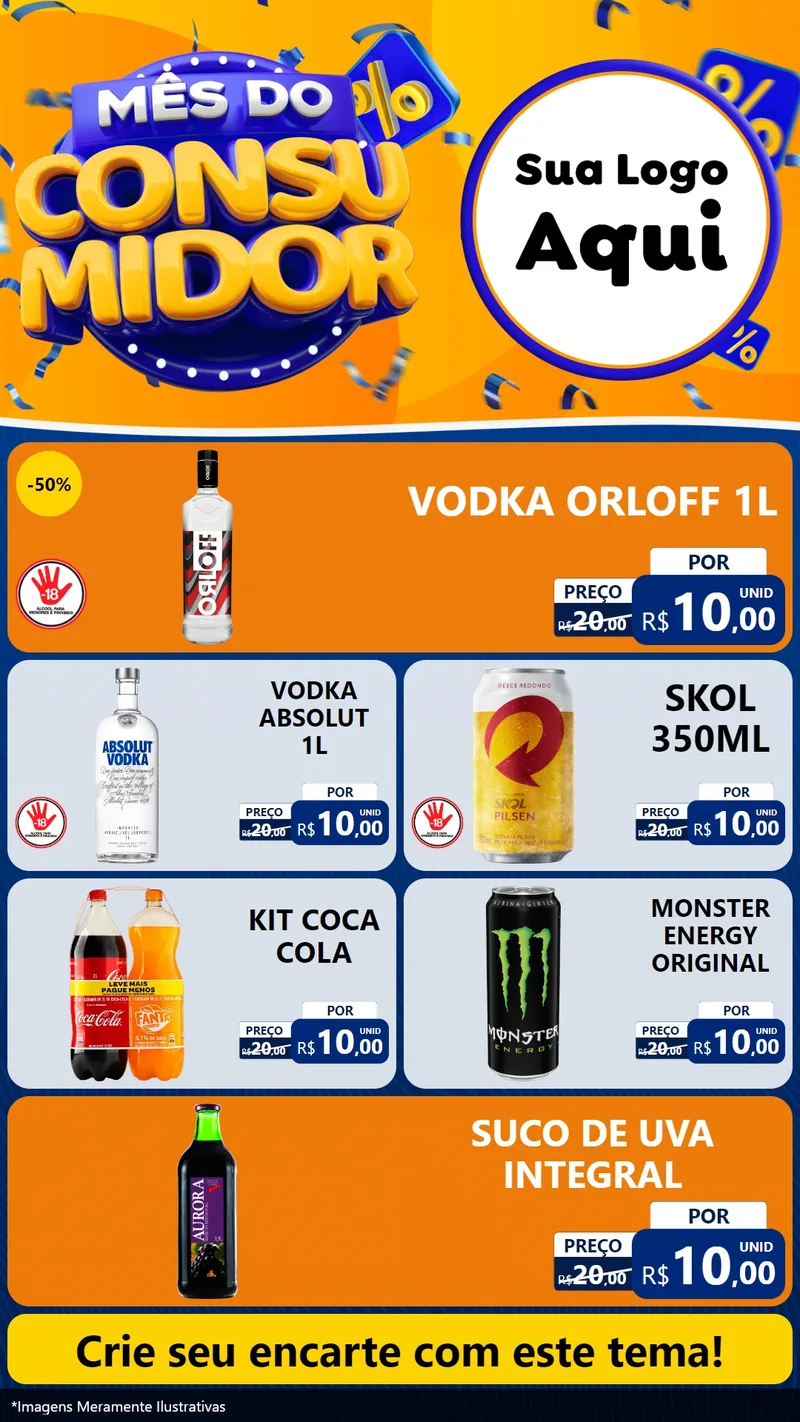 Modelo de TV para TV Vertical com o tema Mês do Consumidor para Distribuidora de bebidas