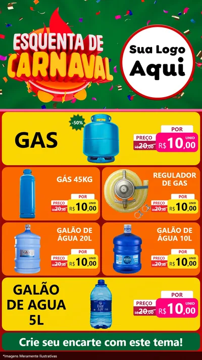 Modelo de TV para TV Vertical com o tema Esquenta de Carnaval para Água e gás