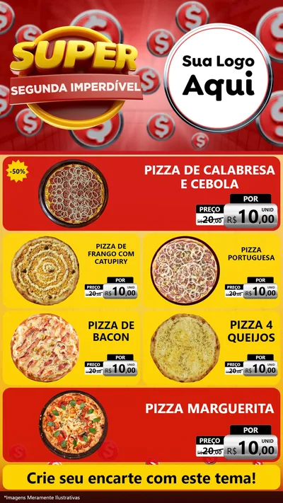Modelo de TV para TV Vertical com o tema Super Segunda Imperdível para Pizzaria