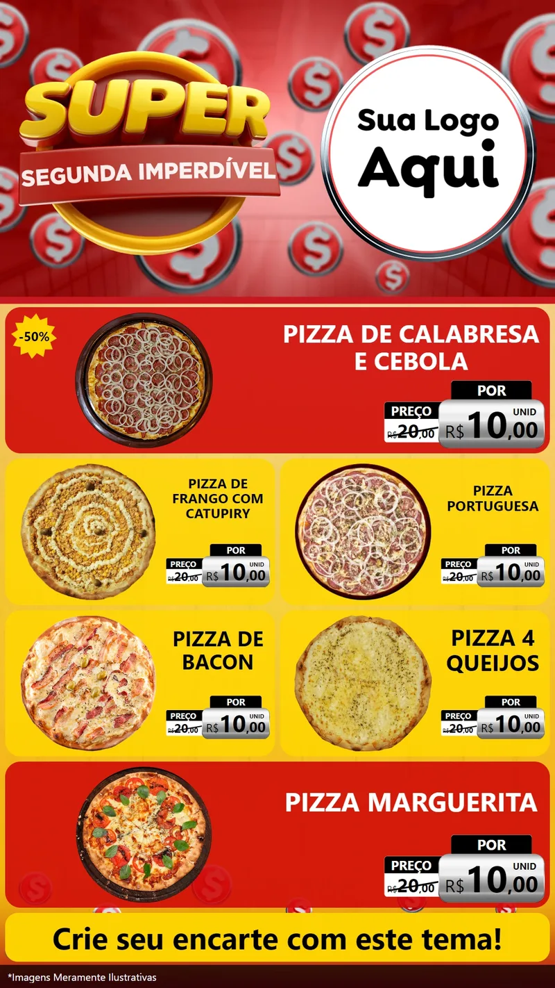 Modelo de TV para TV Vertical com o tema Super Segunda Imperdível para Pizzaria
