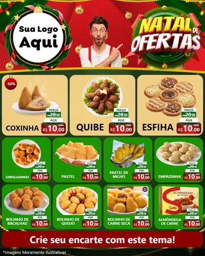 Modelo de Rede Social para Feed Instagram com o tema Natal de Ofertas para Salgadaria
