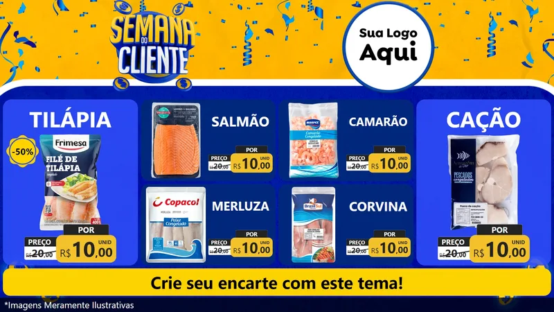 Modelo de TV para TV Horizontal com o tema Semana do Cliente para Peixaria