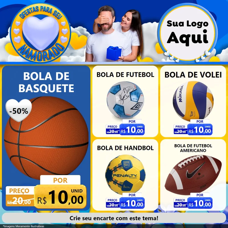 Modelo de Rede Social para Feed Facebook com o tema Ofertas Para Seu Namorado para Artigos Esportivos