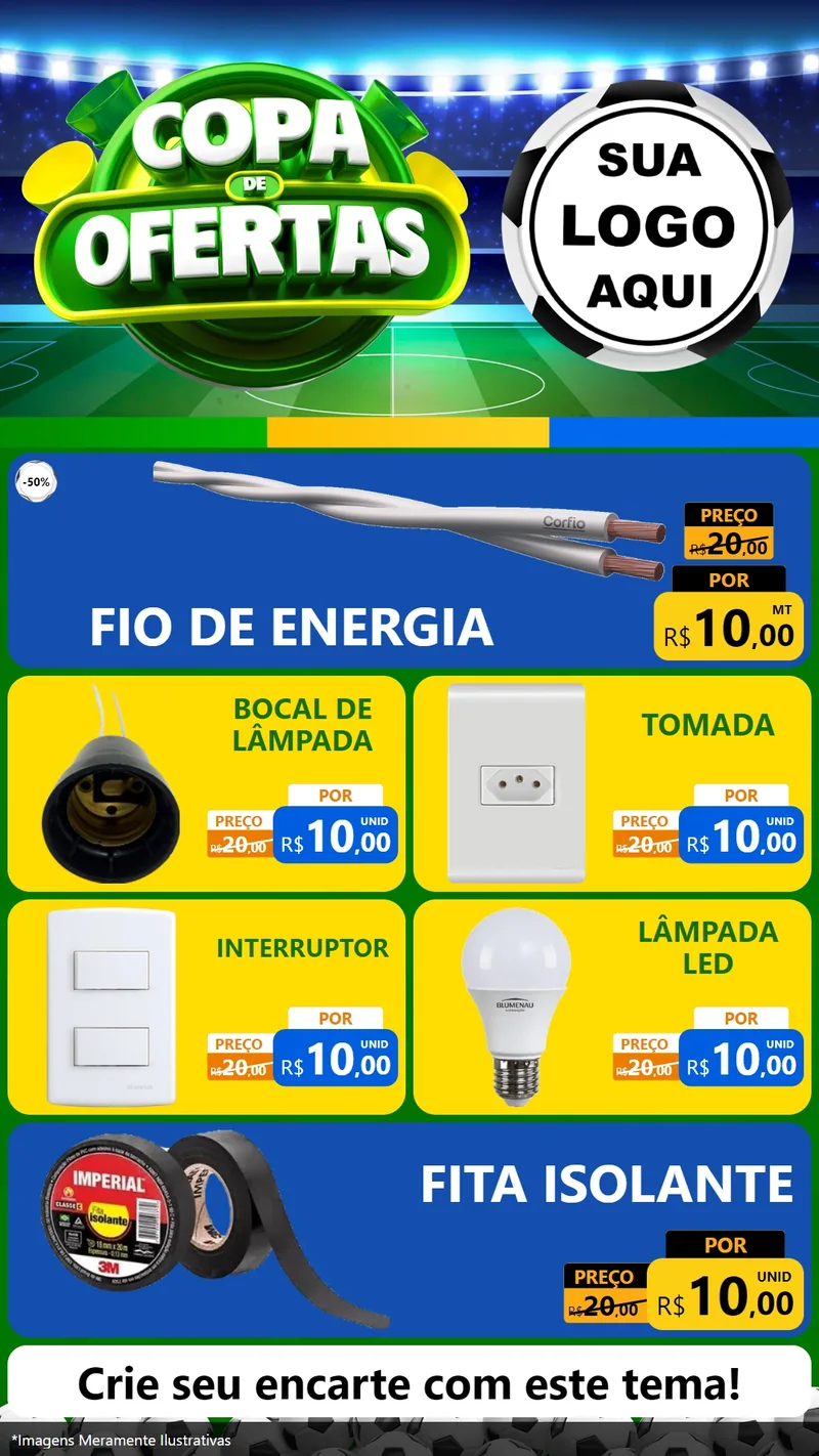 Modelo de TV para TV Vertical com o tema Copa de Ofertas para Materiais Elétricos
