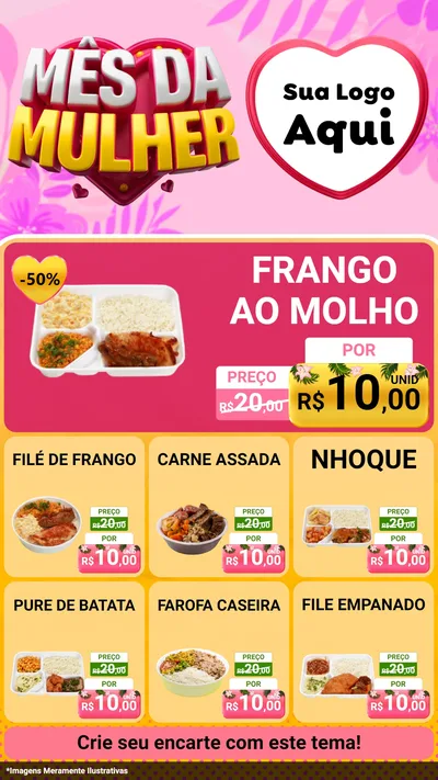 Modelo de Rede Social para Stories com o tema Mês da Mulher para Restaurante