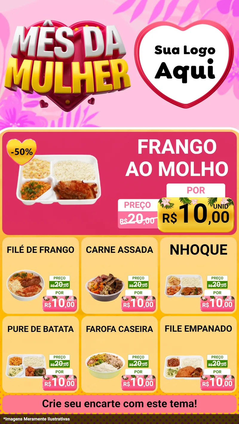 Modelo de Rede Social para Stories com o tema Mês da Mulher para Restaurante