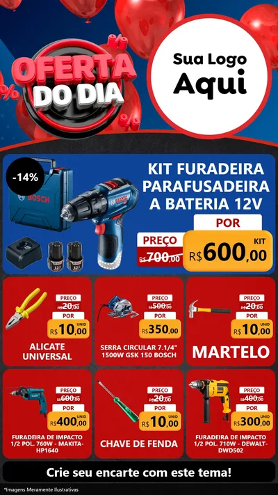 Modelo de Rede Social para Stories com o tema Oferta do Dia para Maquinas e Ferramentas