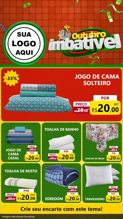 Modelo de Rede Social para Stories com o tema Outubro Imbatível para Cama, Mesa e Banho
