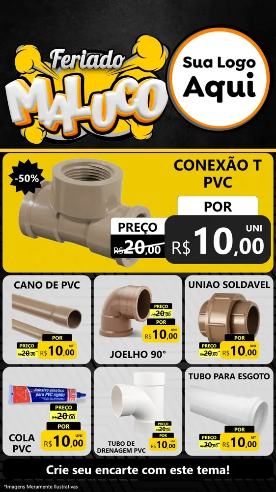 Modelo de Rede Social para Stories com o tema Feriado Maluco para Tubos e conexões