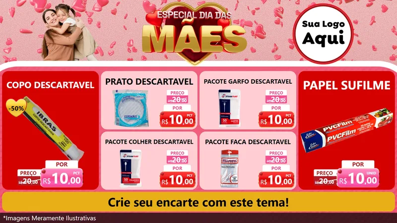 Modelo de TV para TV Horizontal com o tema Especial Dia Das Mães para Embalagens
