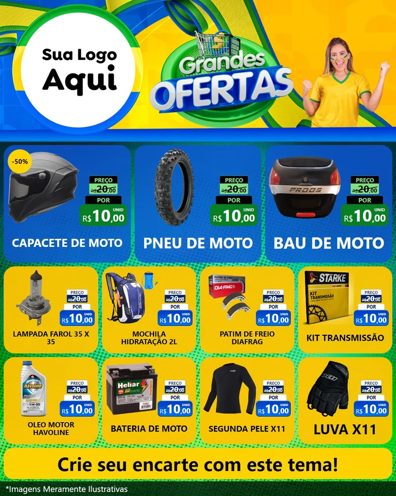 Modelo de Rede Social para Feed Instagram com o tema Grandes Ofertas para Moto peças