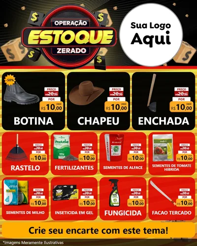 Modelo de Rede Social para Feed Instagram com o tema Operação Estoque Zerado para Agropecuária