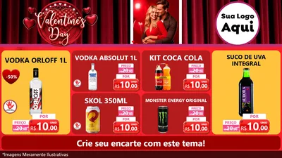 Modelo de TV para TV Horizontal com o tema Valentine's Day para Distribuidora de bebidas